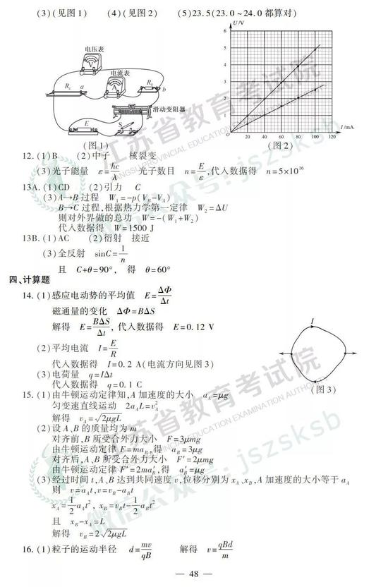 2019年高考物理真题及参考答案（江苏卷）5